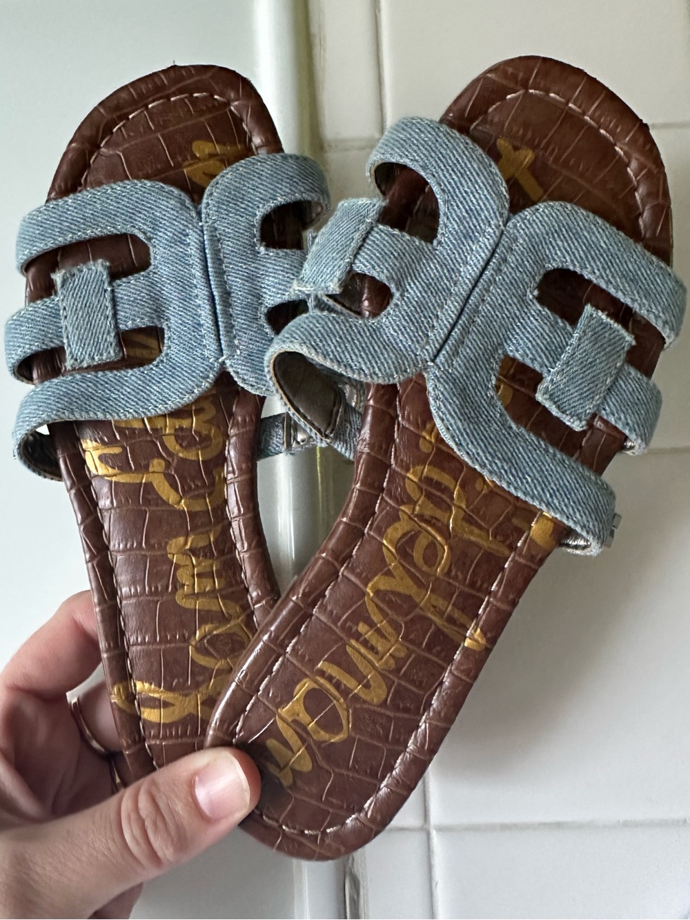 Sam Edelman Denim Girls Slide Sandals, size 13